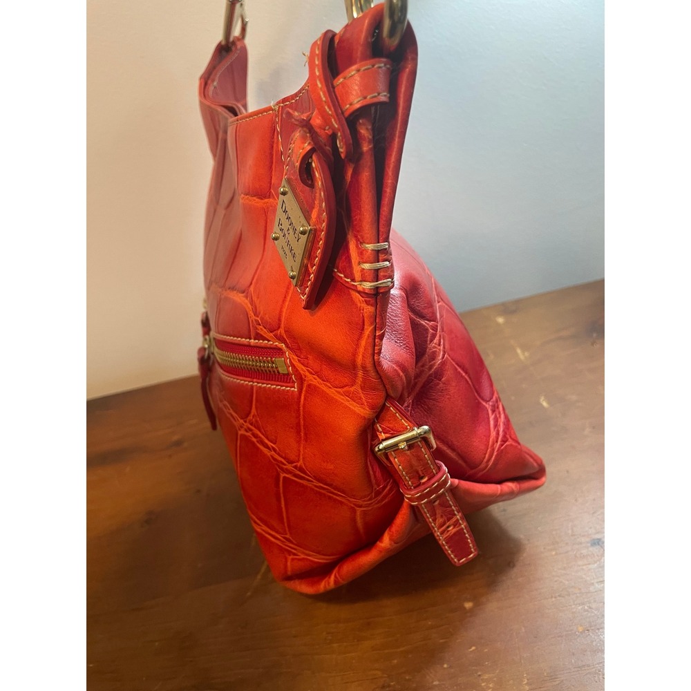 Dooney & Bourke Red Croc-Embossed Leather Shoulder Bag - Picture 5 of 11